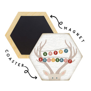 Happy Holidays Deer - Honeycomb Coasters