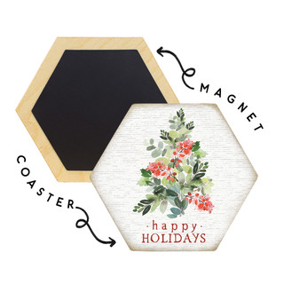 Happy Holidays Holly - Honeycomb Coasters