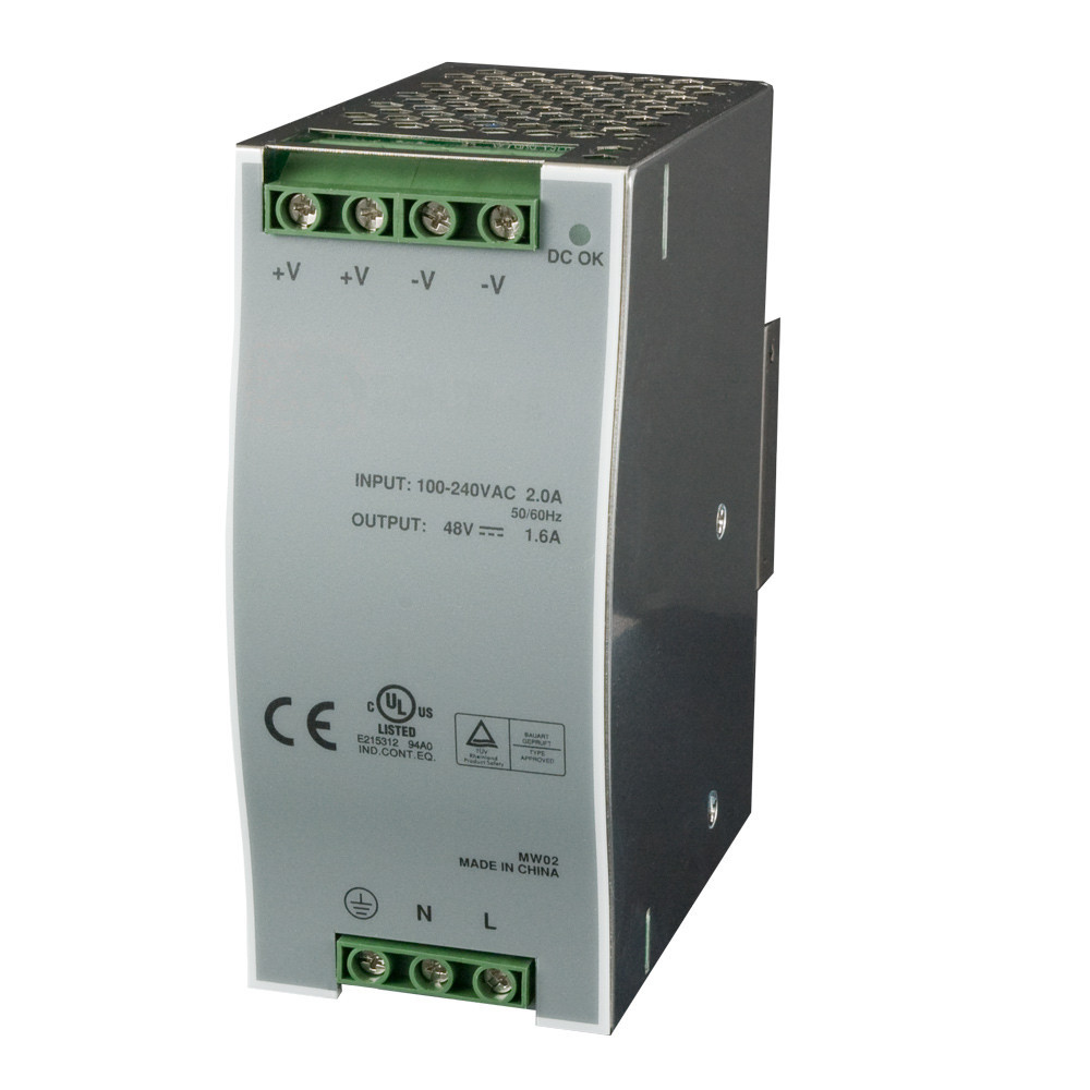 85-264VAC to 48VDC @ 1.6A DIN Rail Power Supply