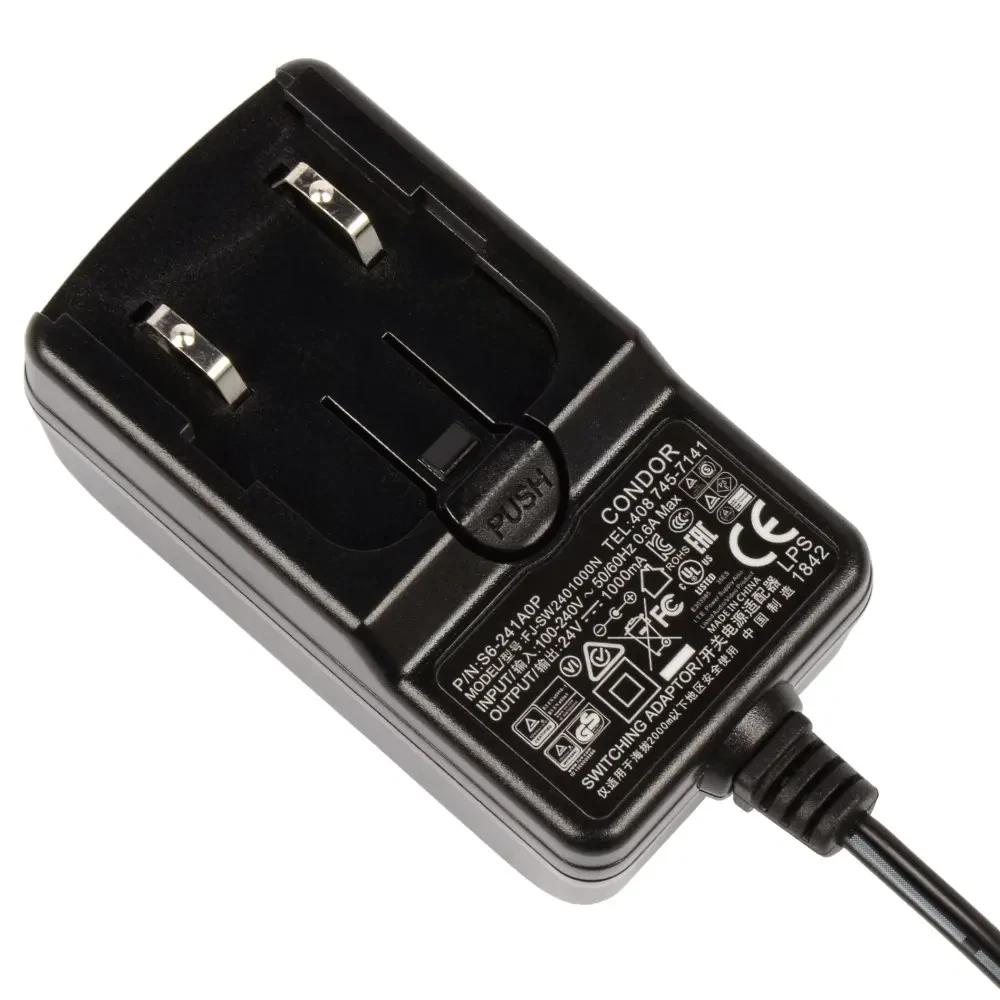 POWER ADAPTER WALL MOUNT 100-240VAC 24VDC 1A