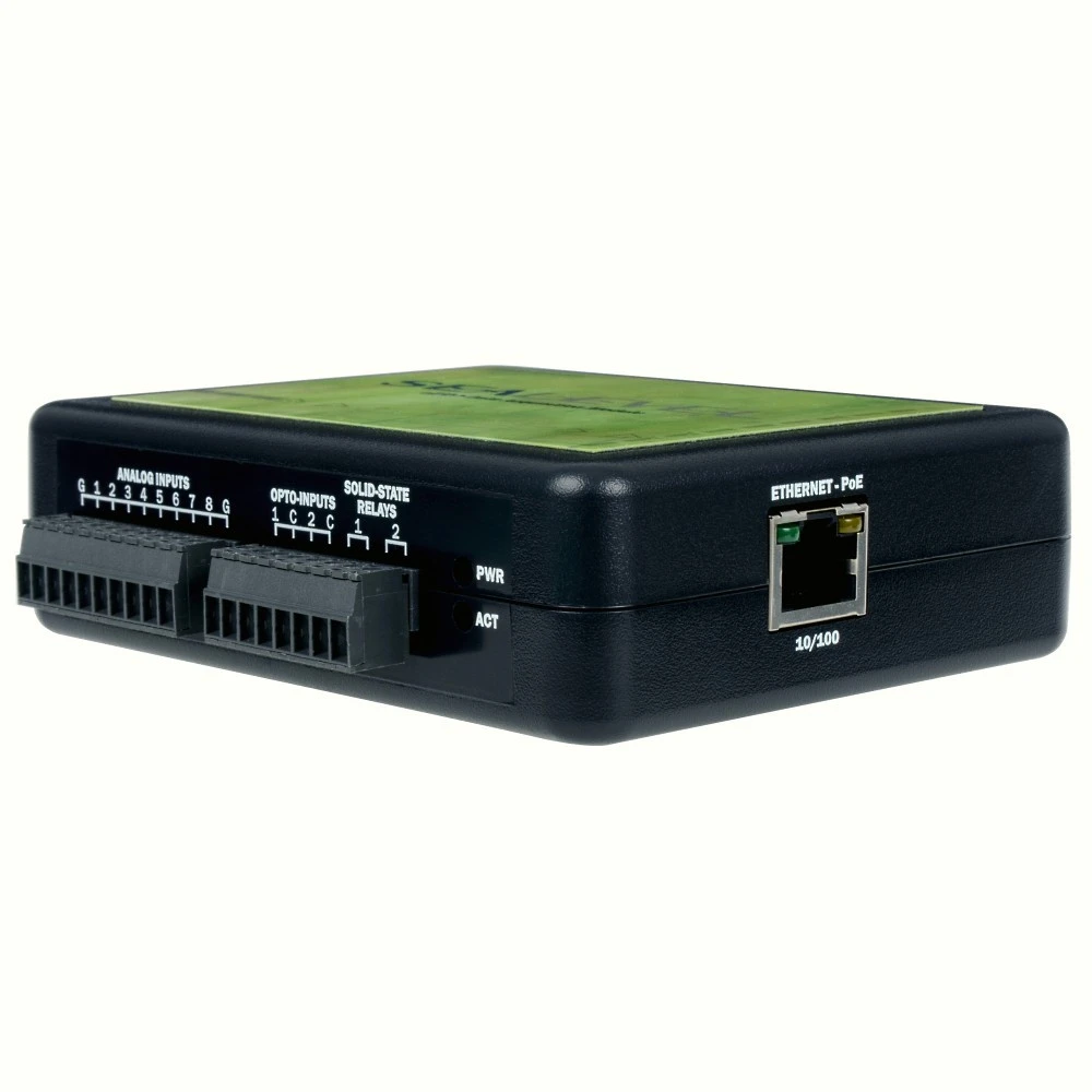 eI/O PoE Modbus TCP w/ 8 A/D; 2 Dry Contact Inputs; 2 SSR