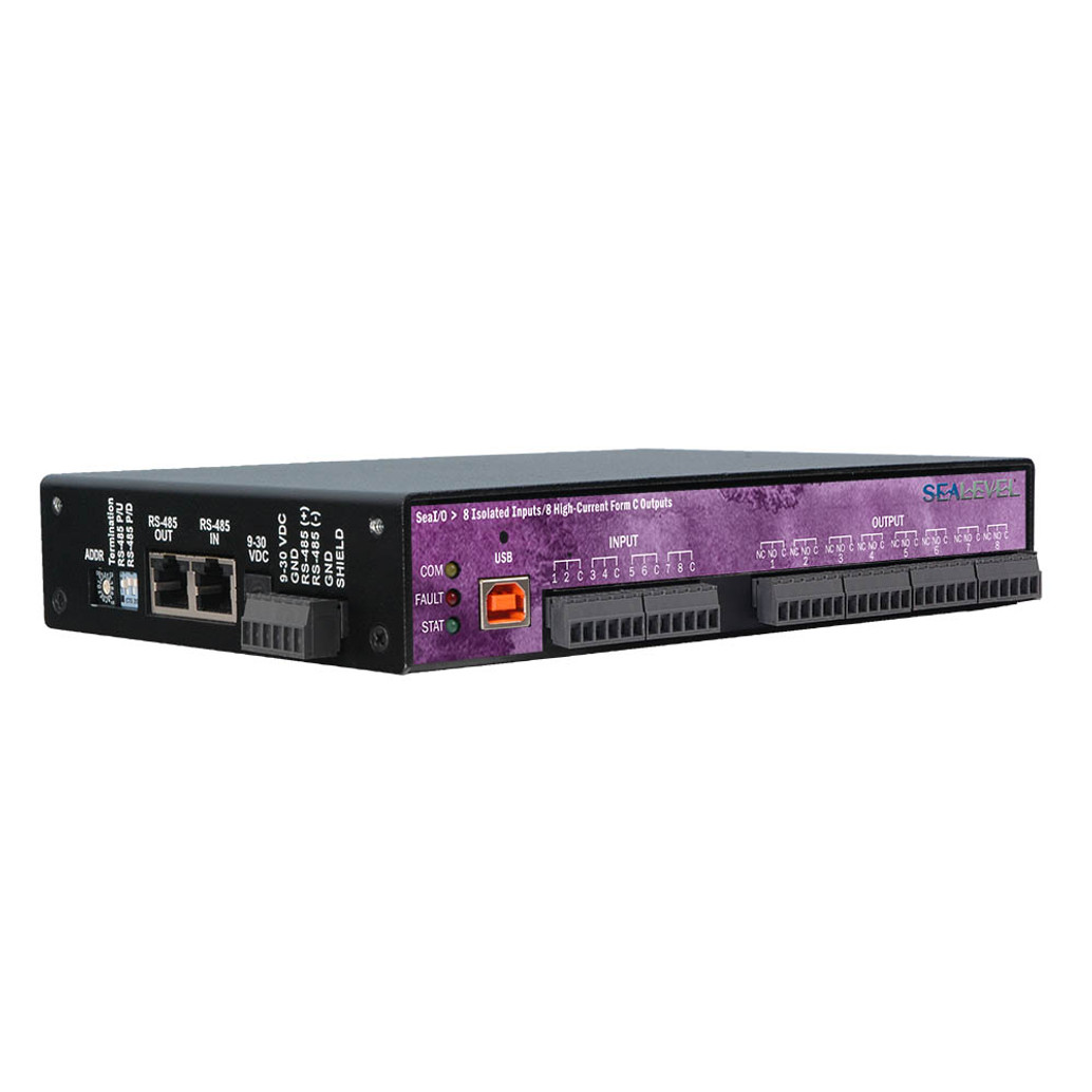 SeaI/O USB Modbus RTU w/8 Iso In; 8 Form C High-Current Outputs