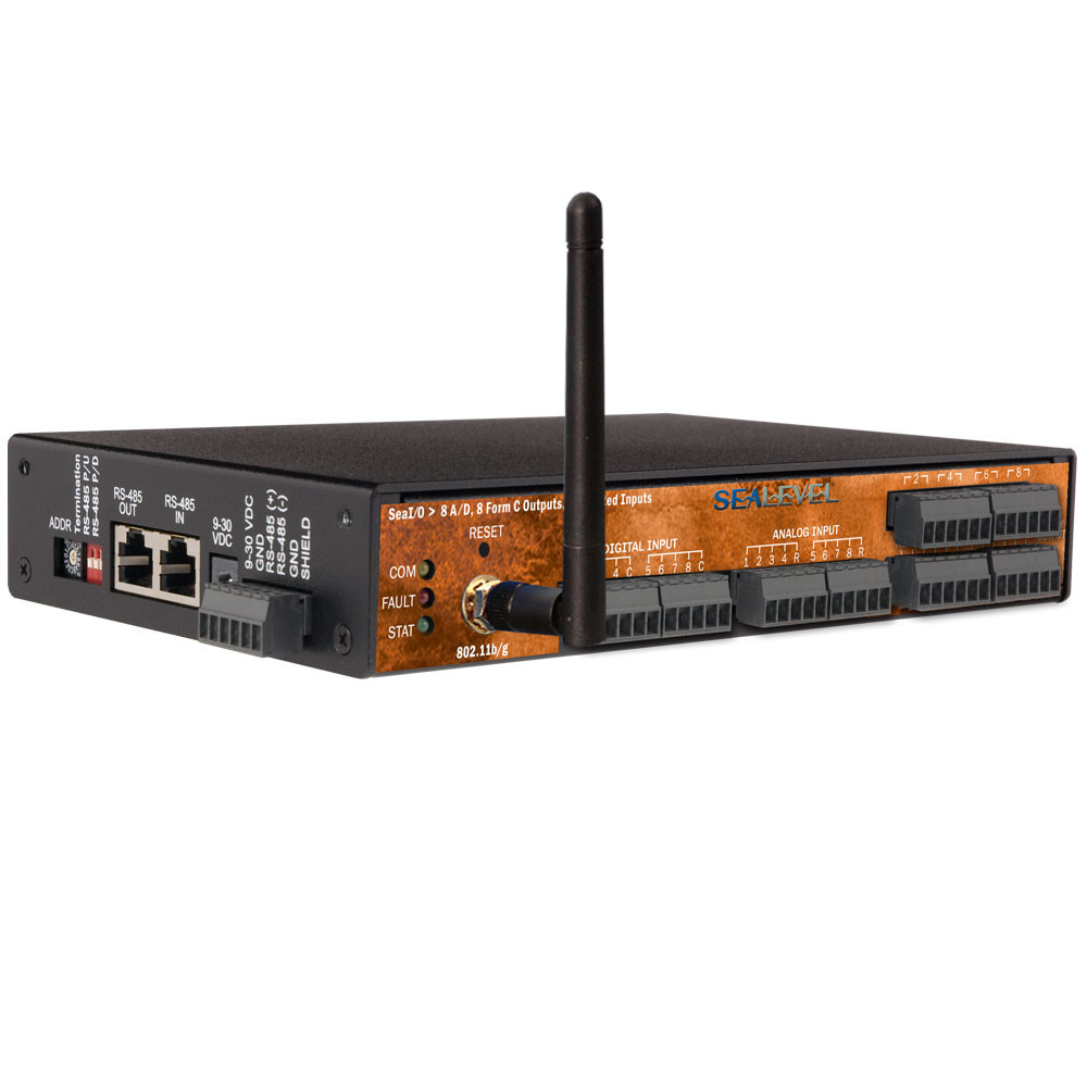 SeaI/O Wireless Modbus TCP w/8 16-Bit A/D;8 Iso In;8 Form C