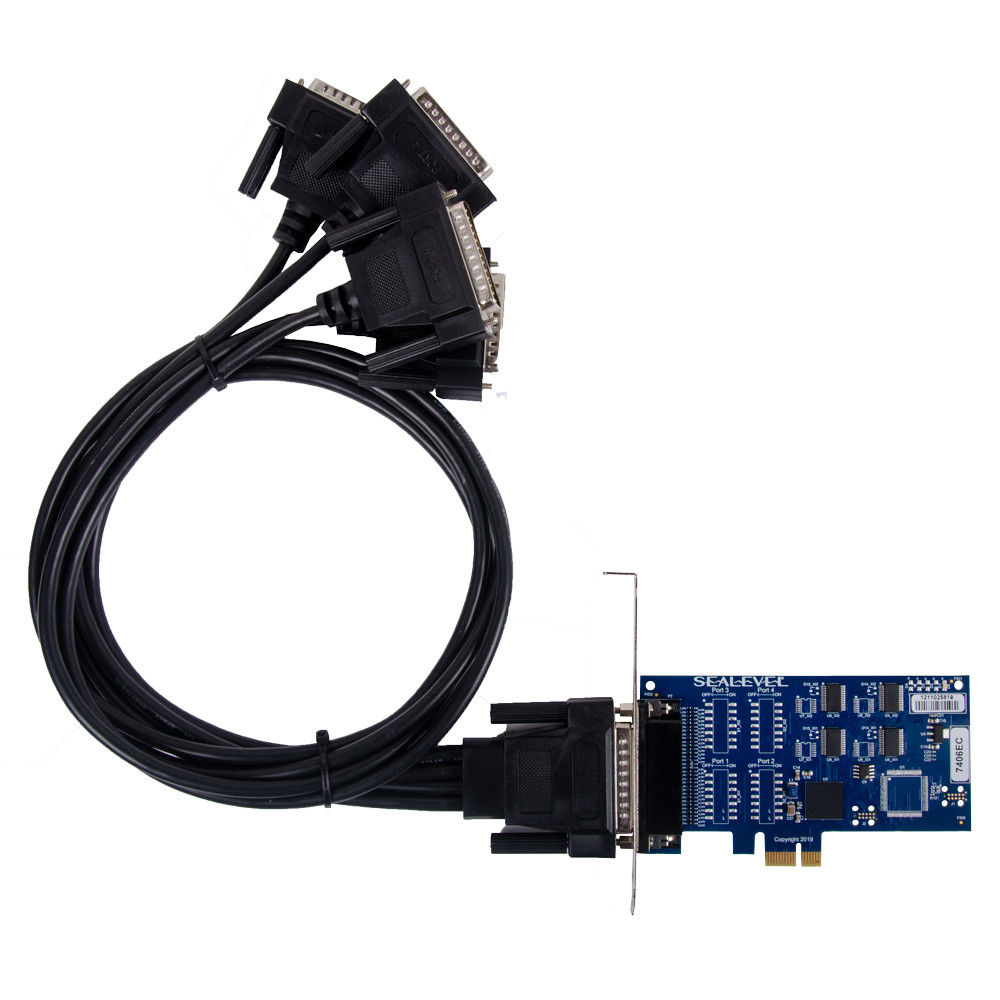 7406EC - Low Profile PCIe 4-Port RS-232 Async Serial Card