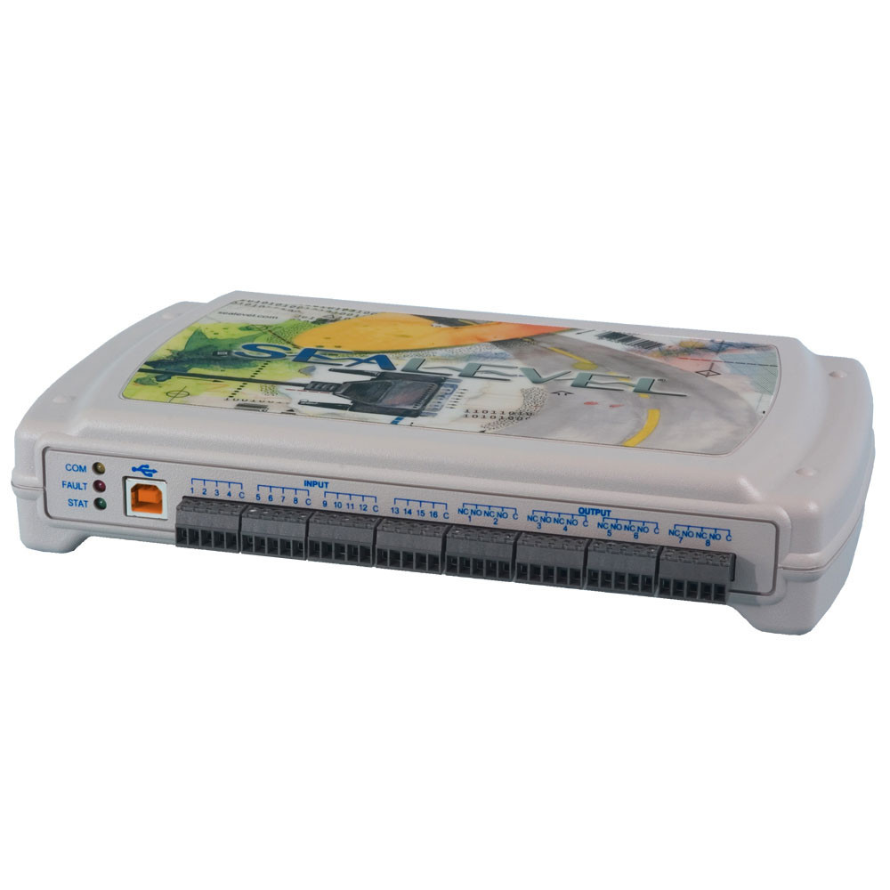 SeaDAC USB to 16 Isolated Inputs; 8 Form C Relays