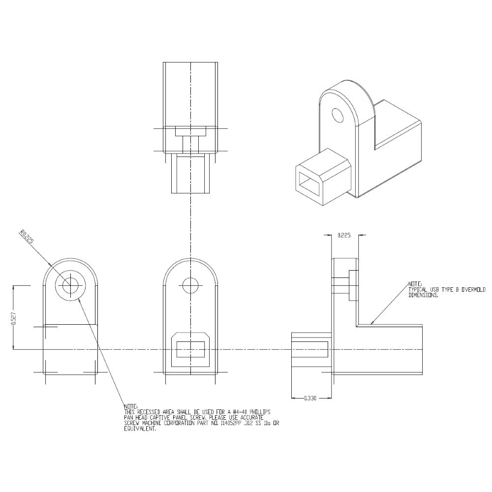 USB Type A to SeaLATCH USB Type B Cable; 5 Meter; Rev D