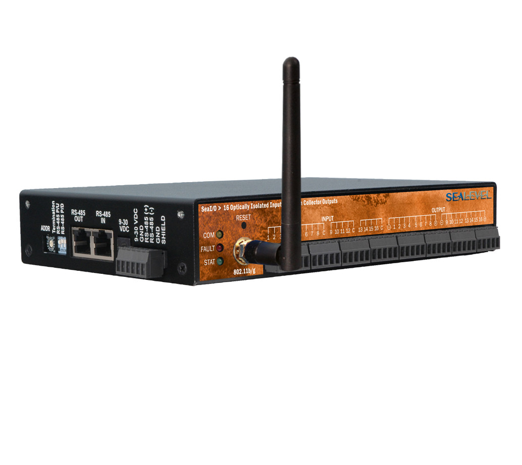 SeaI/O Wi-Fi 802.11b/g Modbus TCP to 16 Isolated Inputs / 16 Open-Drain Outputs