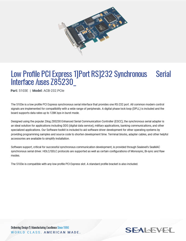 Datasheet: 5103E - Sealevel Systems, Inc