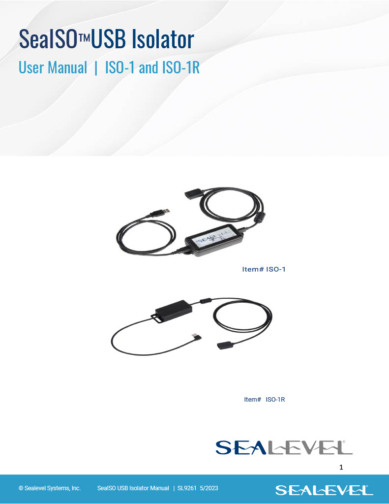 Manual: SeaISO USB Isolator Manual - Sealevel Systems, Inc