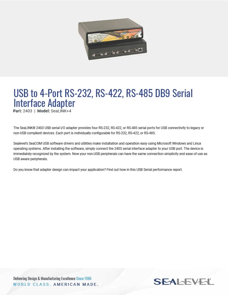 Datasheet: 2403 - Sealevel Systems, Inc