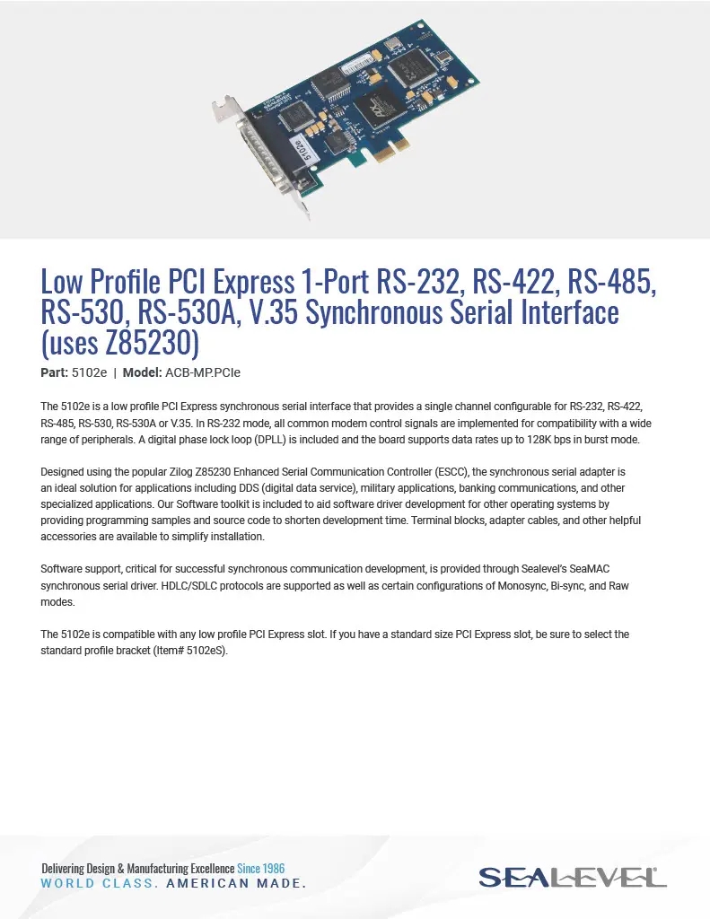Datasheet: 5102E - Sealevel Systems, Inc