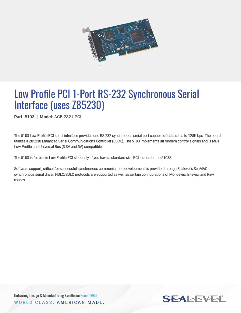 Datasheet: 5103 - Sealevel Systems, Inc
