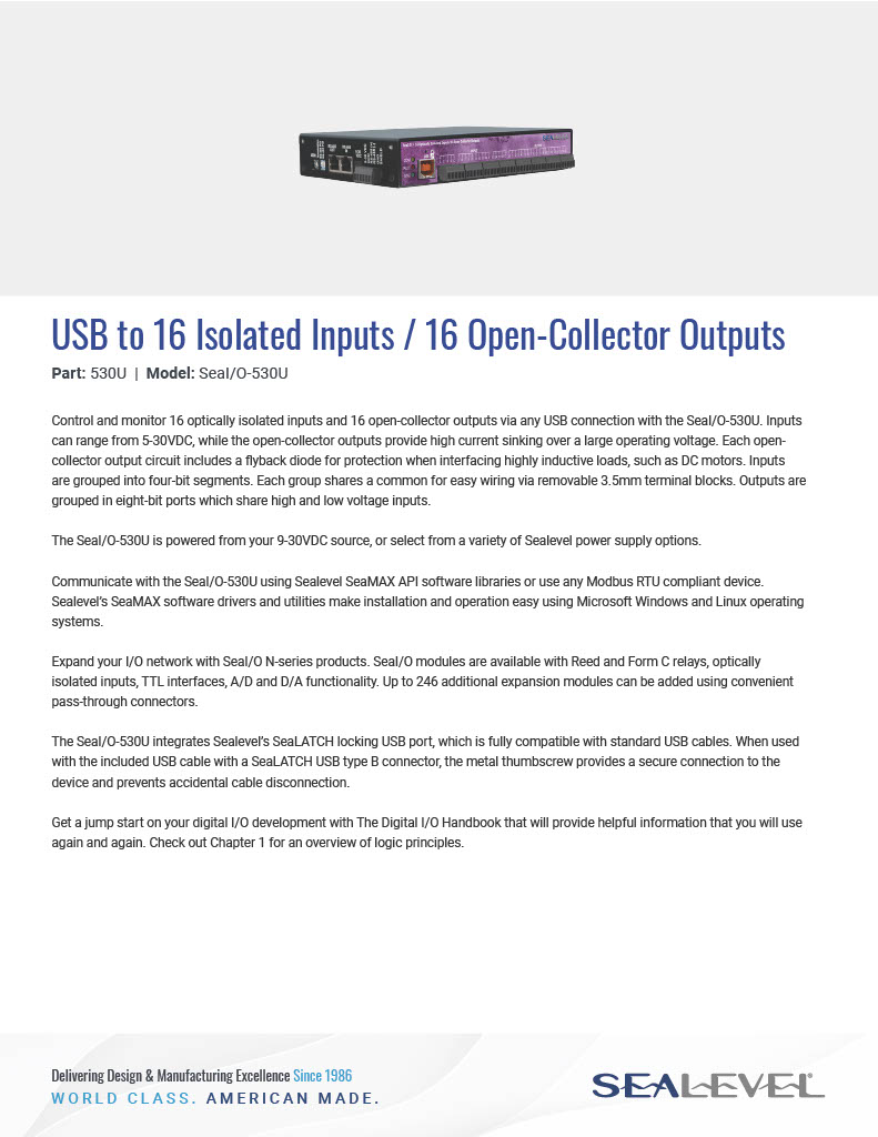 Datasheet: 530U - Sealevel Systems, Inc