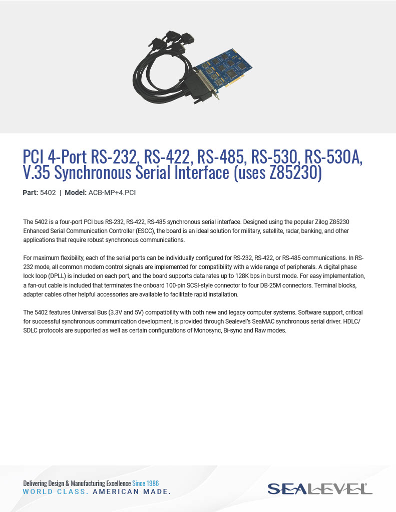 Datasheet: 5402 - Sealevel Systems, Inc