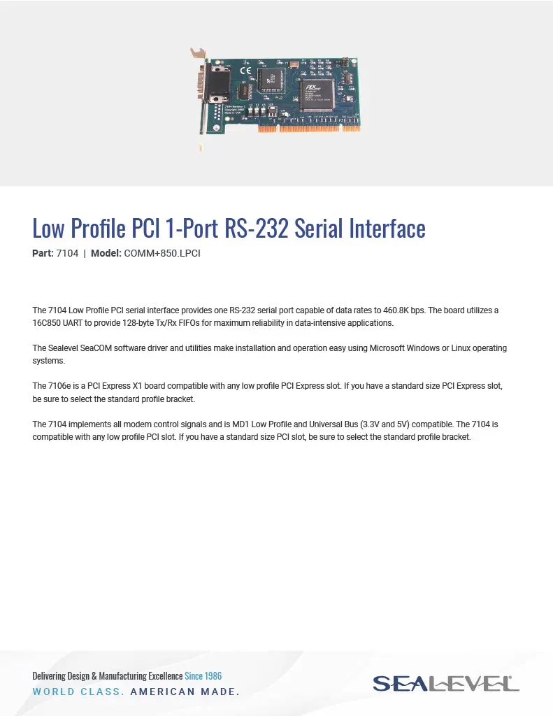Datasheet: 7104 - Sealevel Systems, Inc