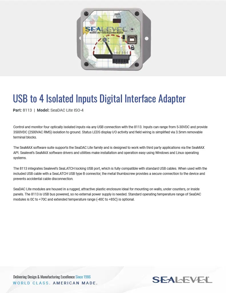 Datasheet: 8113 - Sealevel Systems, Inc