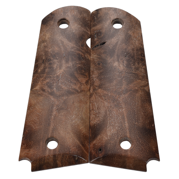 1911 Grips, Full-Size, Claro Walnut Burl, Beveled Bottom (EW1-229)
