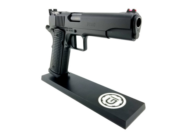 The FRAG Squared Blackout Custom 1911 chambered in 9mm, 38 Super, and 45, custom made in Huntsville, Arkansas.