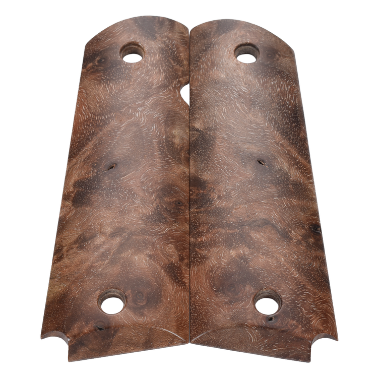1911 Grips, Full-Size, Claro Walnut Burl, Beveled Bottom (EW1-217)