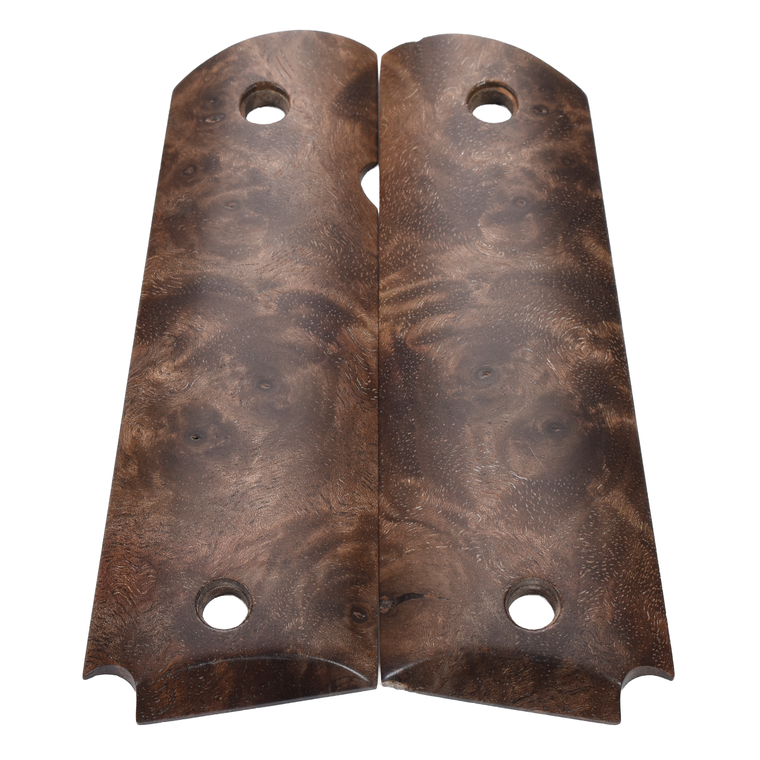 1911 Grips, Full-Size, Claro Walnut Burl, Beveled Bottom (EW1-222)
