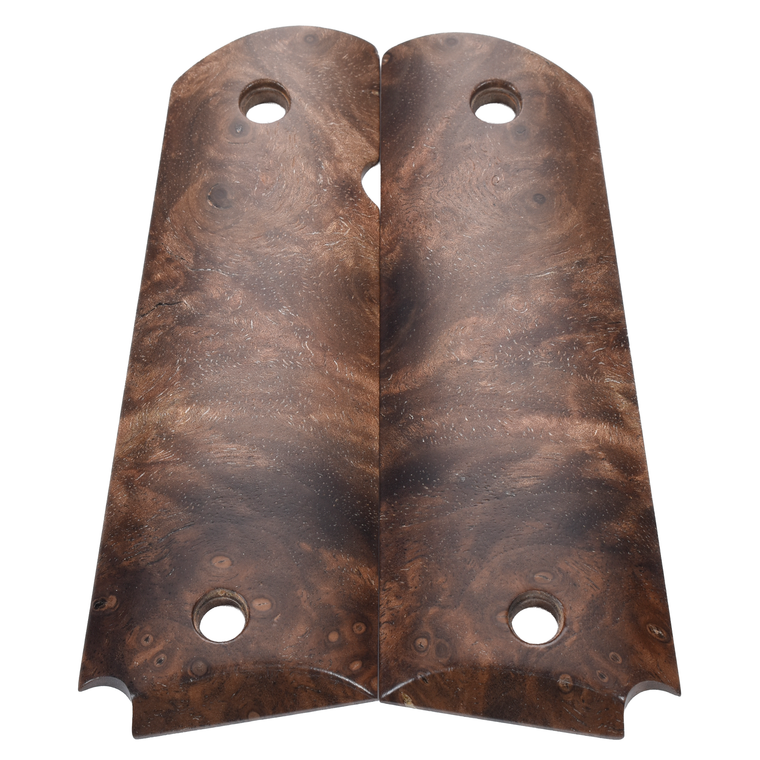 1911 Grips, Full-Size, Claro Walnut Burl, Beveled Bottom (EW1-223)