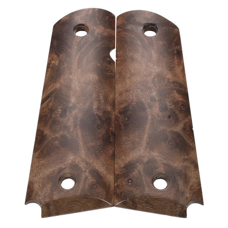 1911 Grips, Full-Size, Claro Walnut Burl, Beveled Bottom (EW1-226)