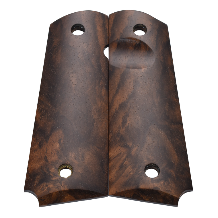 1911 Grips, Full-Size, Claro Walnut Burl, Beveled Bottom (EW1-239)