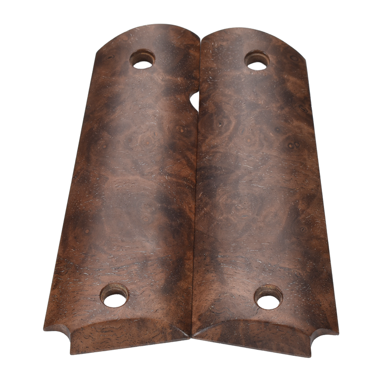1911 Grips, Full-Size, Claro Walnut Burl, Beveled Bottom (EW1-038)