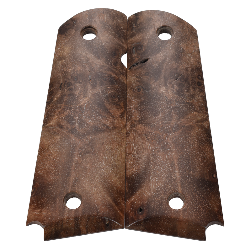1911 Grips, Full-Size, Claro Walnut Burl, Beveled Bottom (EW1-229)