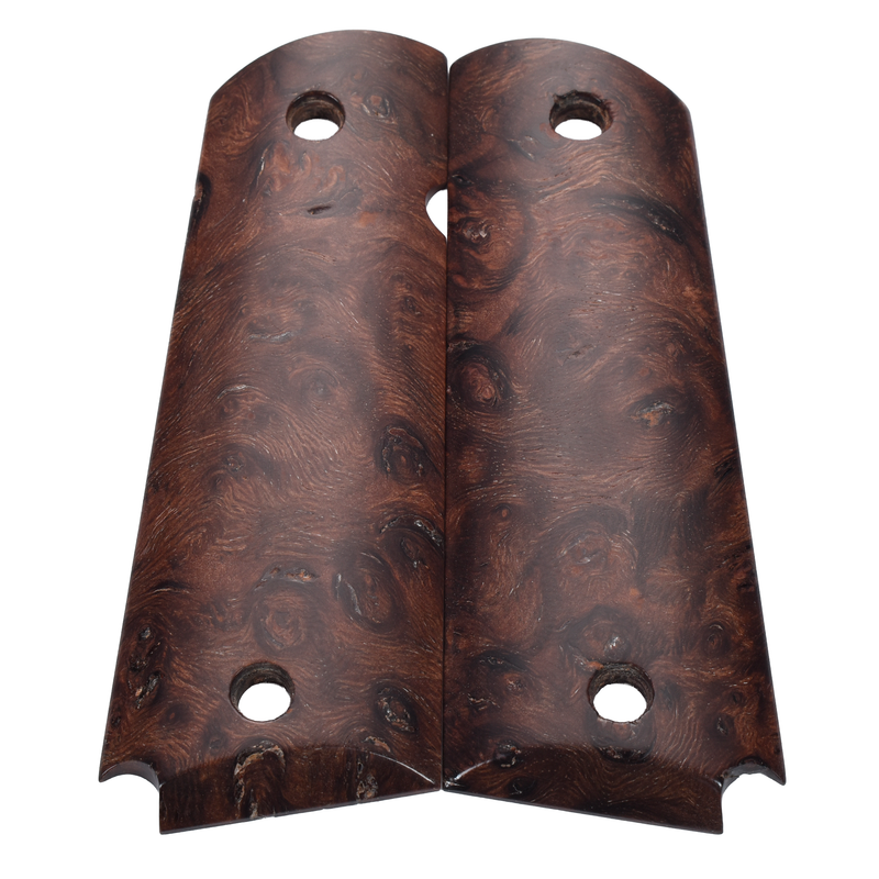 1911 Grips, Full-Size, Dillenia Burl, Beveled Bottom (EW1-236)