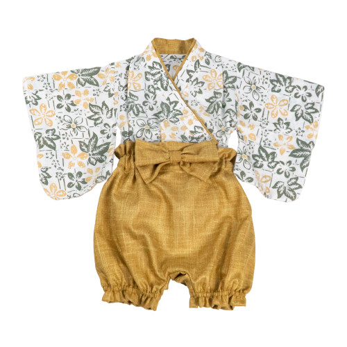 Kids Kimono -White Green x Gold (Special Collection)