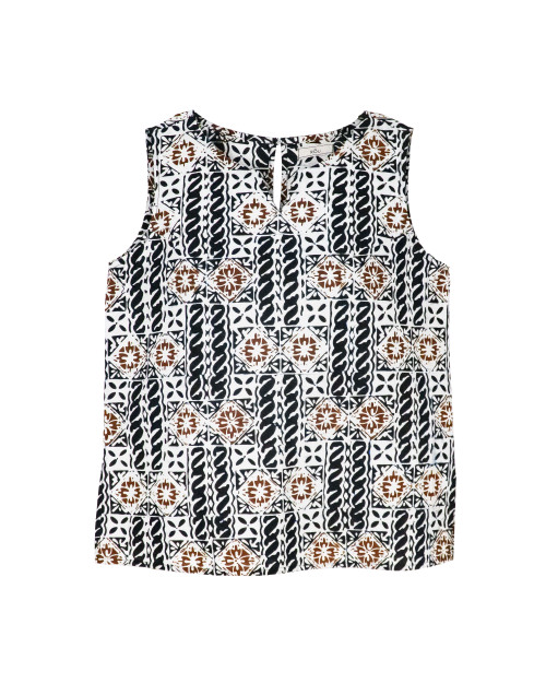 No-Sleeve Blouse - Kawung Twist in Brown