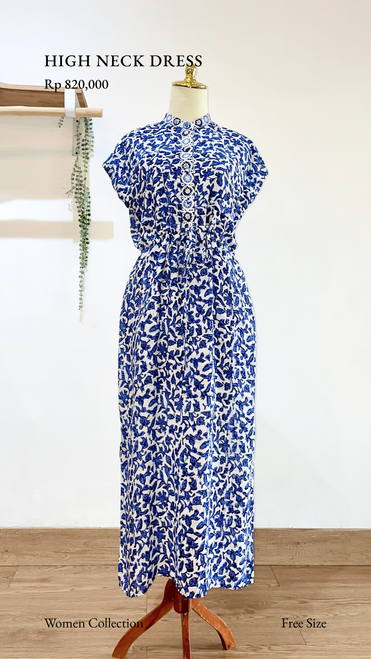 High Neck Dress - Blue Ivy