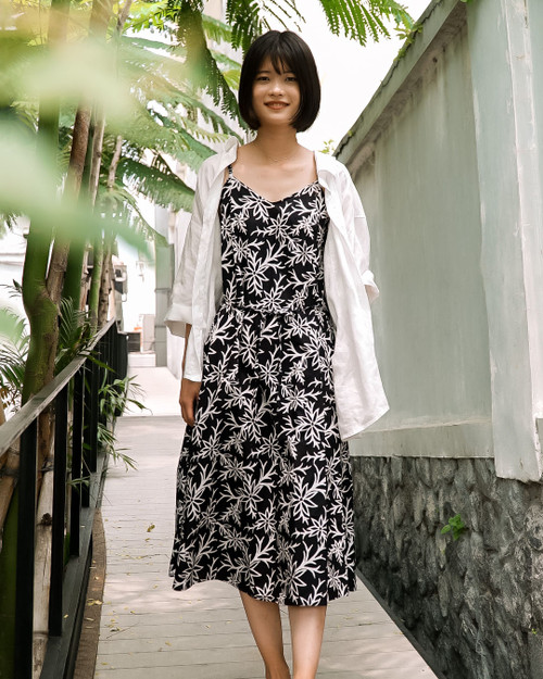 Camisole Dress - Summer Bloom on Black
