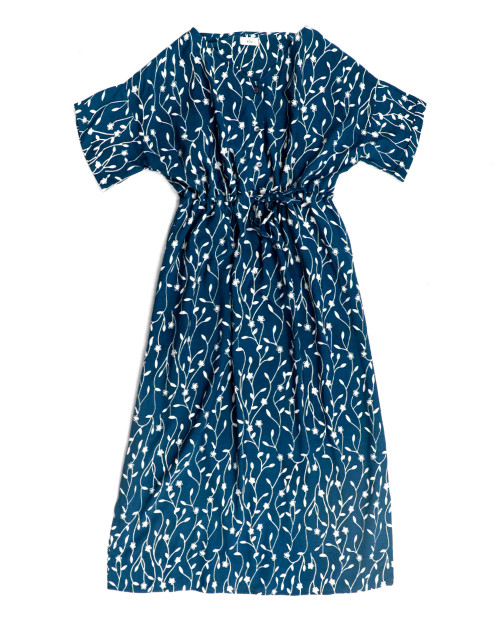 Home Dress - Flower Buds on Navy