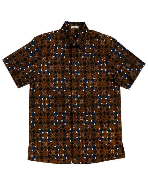 Standard Short Sleeves Shirt - Blueberry Kawung