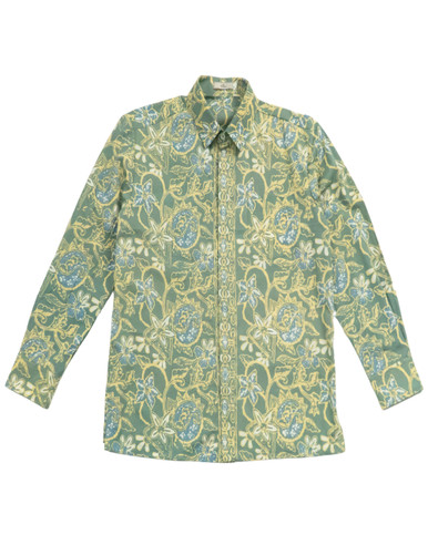TSHIRT LONG SLEEVE TRIPLE FLOWER_BUTTER MOSSGREEN main image 1