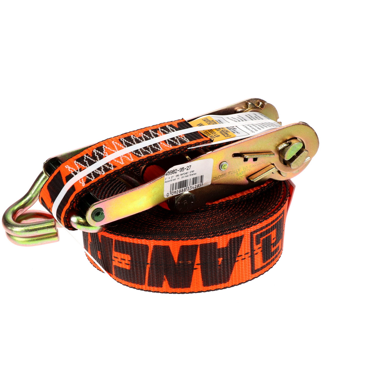 2″ x 27’ Ratchet Strap w/J-Hooks & Long/Wide Handle & X-Treme Webbing