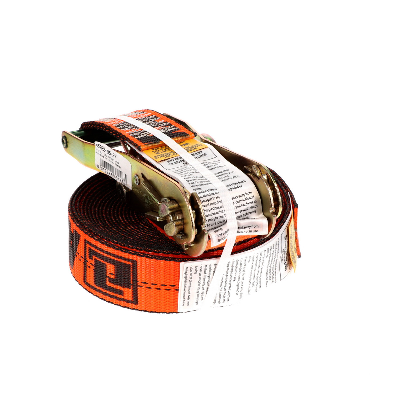 2″ x 27’ Ratchet Strap w/J-Hooks & Long/Wide Handle & X-Treme Webbing