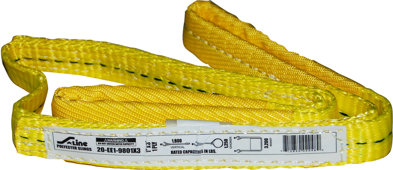 1″ x 3′ 1-Ply Flat Loop Eye-to-Eye Lifting Sling