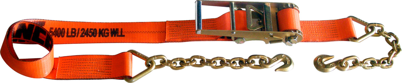 3″ x 30’ Ratchet Strap w/Chain Anchors & Long/Wide & X-Treme Webbing