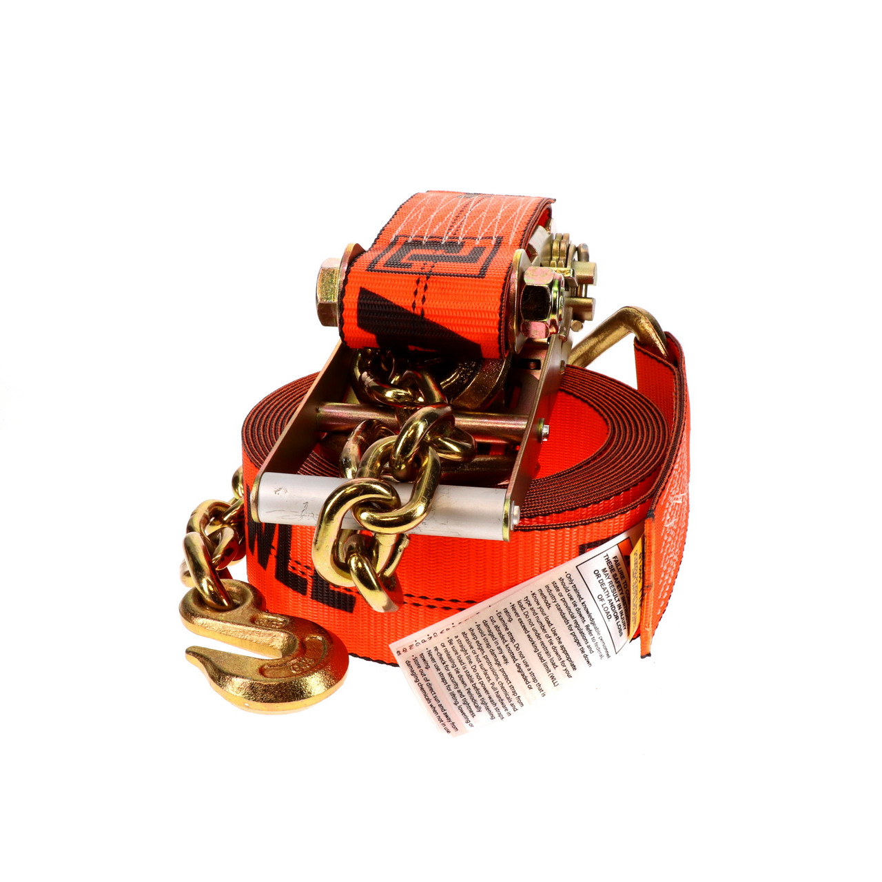 3″ x 27’ Ratchet Strap w/Chain Anchors & Long/Wide & X-Treme Webbing