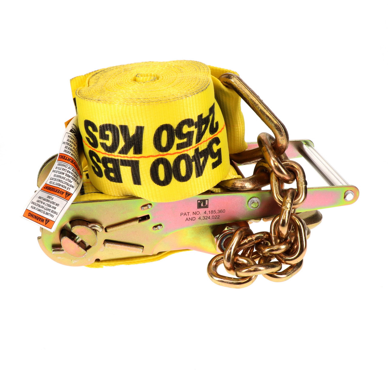4″ x 30’ Heavy-Duty Ratchet Strap w/Chain Anchors
