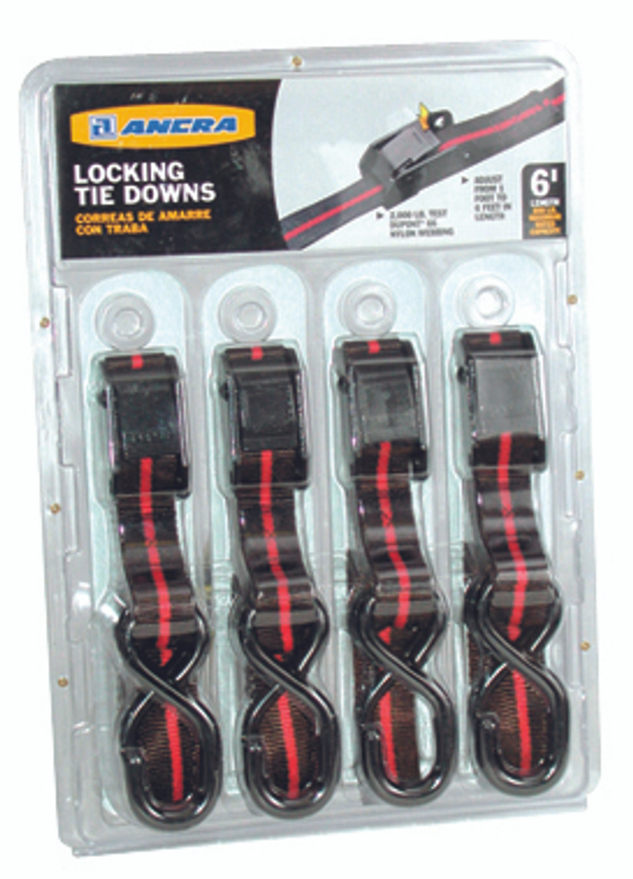 Black Cam Buckle Tie-Down 4 Pack