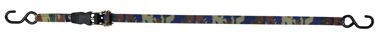 1” x 15’ Camo Ratchet Tie-Down w/S-Hooks, Bulk Bin