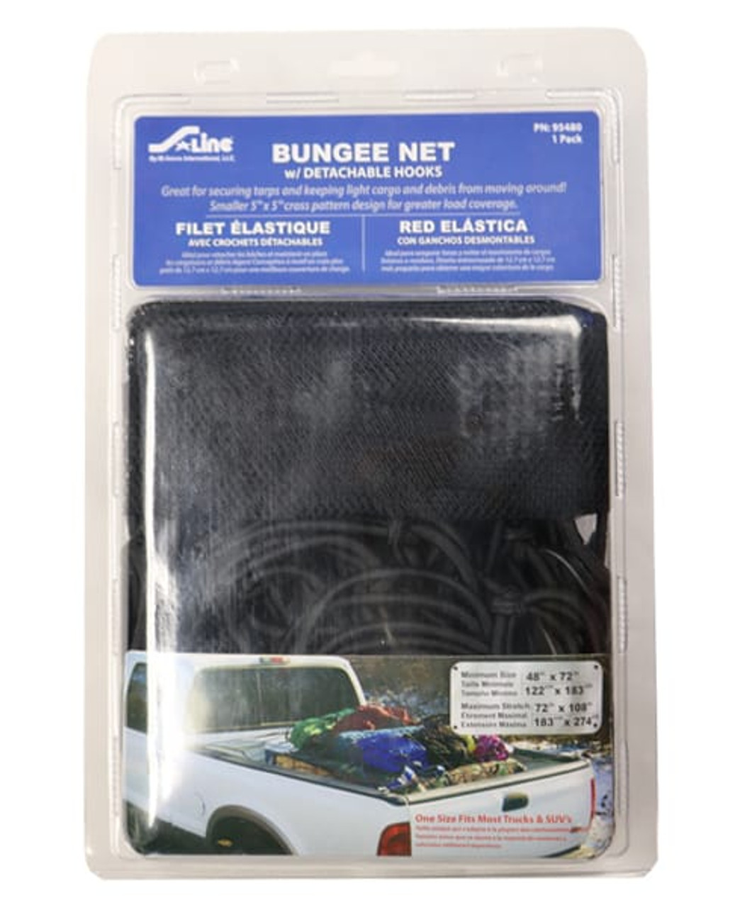 Bungee Pickup Truck Net w/Detachable Hooks