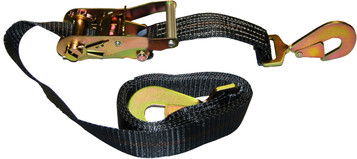 2” x 8’ Automotive Tie-Down w/Twisted Snap Hooks, Black