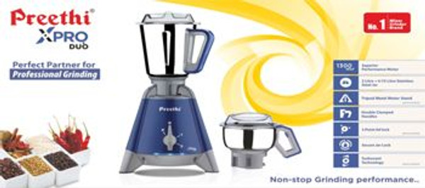 Preethi Xpro Duo MG 198  Mixer Grinder   With 2 Jars - 1300 Watts Capacity  (Sydney Based Stock)