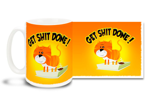 There is no time like the present to get it done! Take the good advise of this fun colorful coffee
mug! 15 oz. Dishwasher safe.