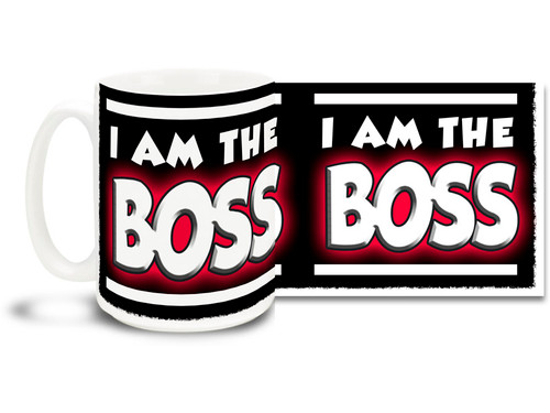 Let everyone know exactly whose the boss with this bossy coffee mug! 
15oz skulls coffee mug is durable, dishwasher and microwave safe.